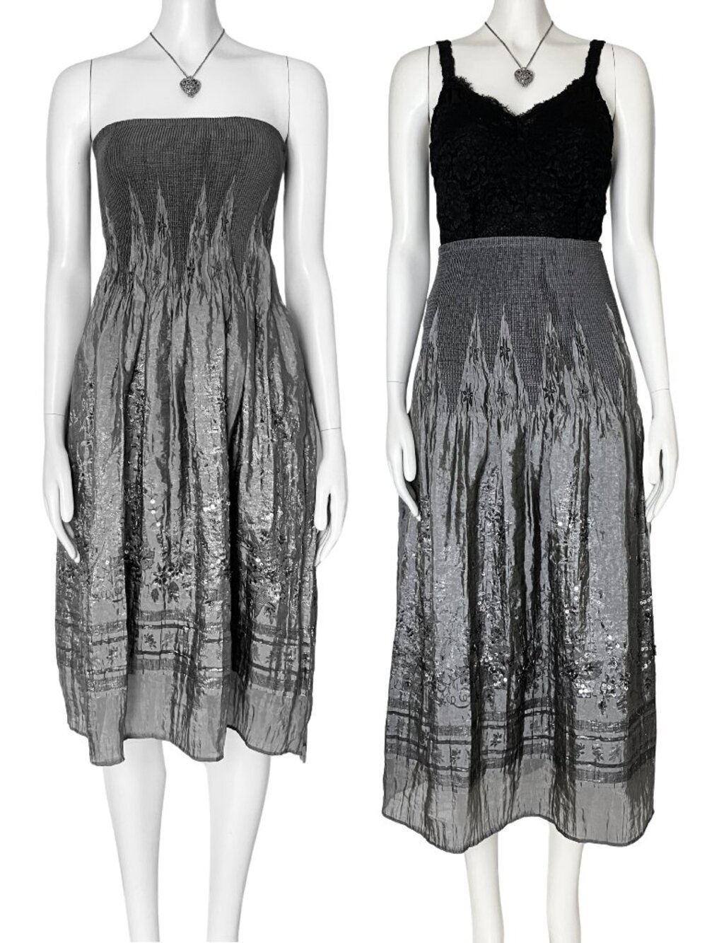 Lapis Anthropologie Silver Sun Dress Beaded Festival Whimisigoth. One Size. Boho